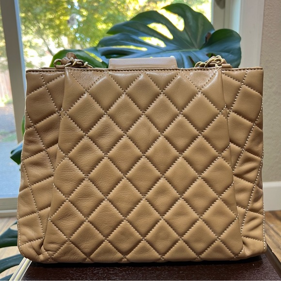 CHANEL Lambskin Small Quilted CC Tote Beige - Picture 2 of 15